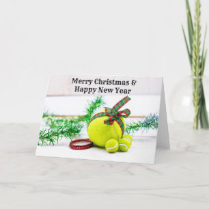 Tennis Christmas decoration with ball and ribbon Card