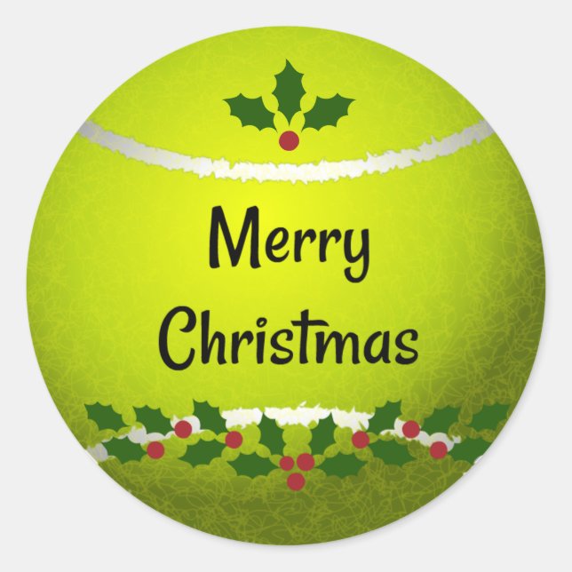 Tennis Christmas Design Classic Round Sticker (Front)