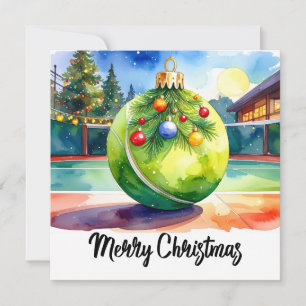 Tennis Christmas Festive Ball Christmas Ball Holiday Card