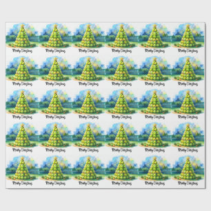 Tennis Christmas Festive Ball Christmas tree Wrapping Paper
