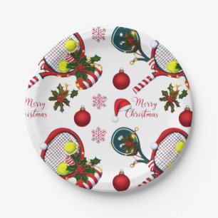 Tennis Christmas  Festive Racquets and Ball  Paper Plate