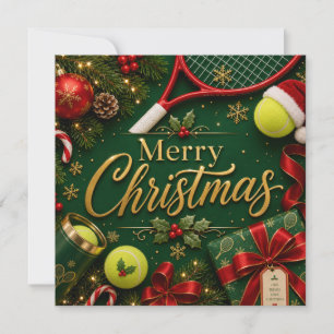 Tennis Christmas  Festive Racquets Holiday Card