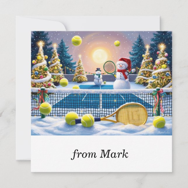 Tennis Christmas  Festive Racquets Holiday Card (Front)
