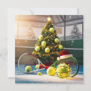 Tennis Christmas  Festive Racquets Holiday Card