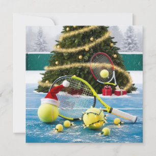 Tennis Christmas  Festive Racquets Holiday Card