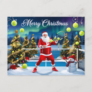 Tennis Christmas  Festive Racquets Holiday Postcard