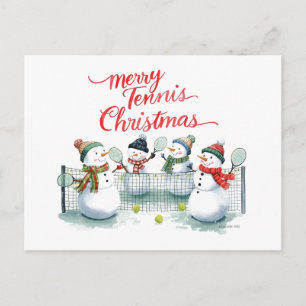 Tennis Christmas Festive Snowman Holiday Postcard