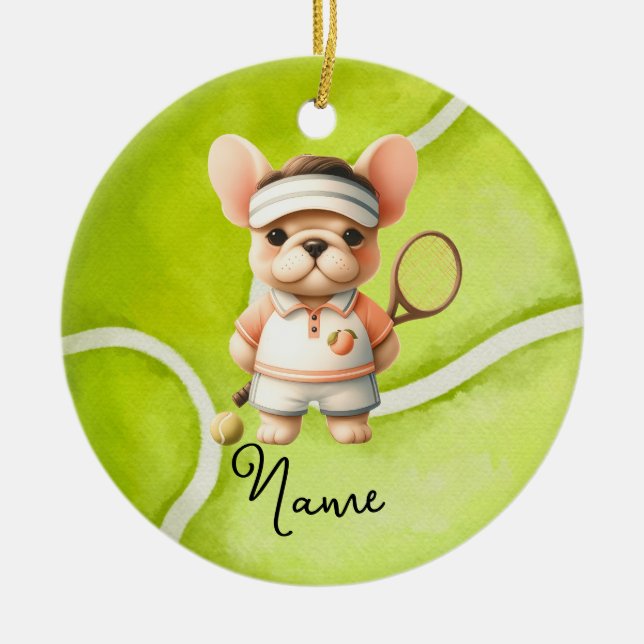 Tennis Christmas for Boy Player  Ceramic Tree Decoration (Front)