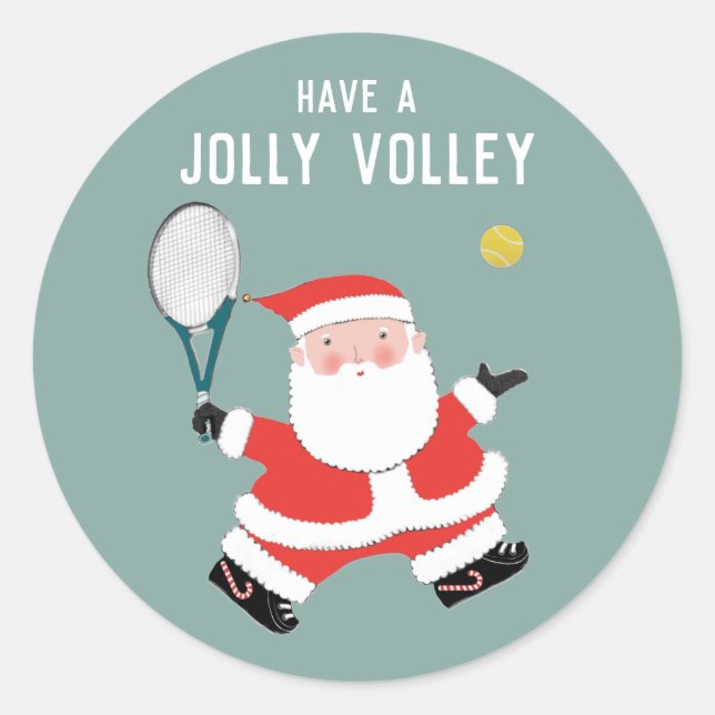 Tennis Christmas Holiday Classic Round Sticker (Front)