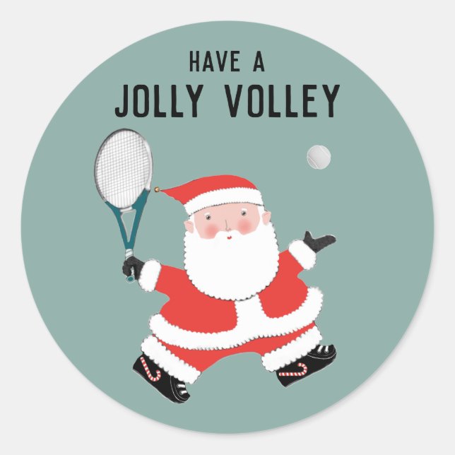 Tennis Christmas Holiday Classic Round Sticker (Front)