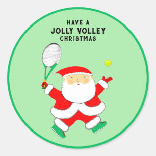Tennis Christmas Holiday Classic Round Sticker