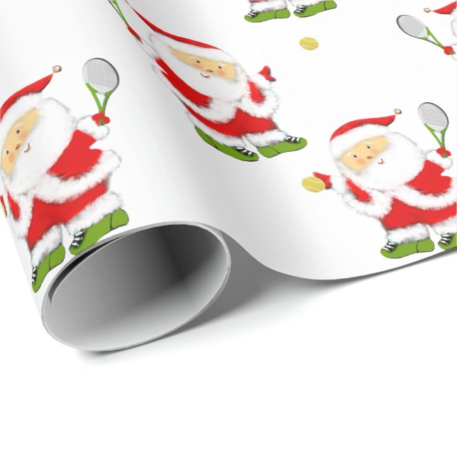Tennis Christmas Holiday Gift Wrapping Paper (Roll Corner)