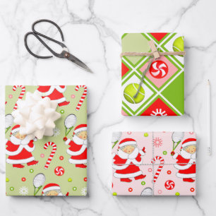 Tennis Christmas Holiday Gift Wrapping Paper Sheet
