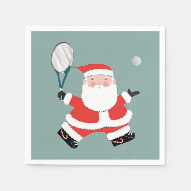 Tennis Christmas Holiday Napkin (Front)