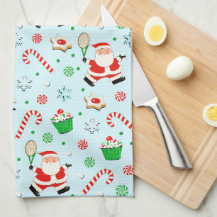 Tennis Christmas Holiday Tea Towel