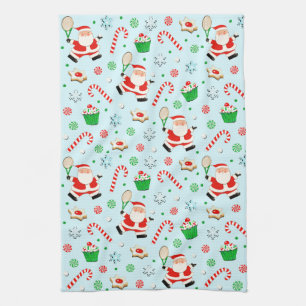 Tennis Christmas Holiday Tea Towel