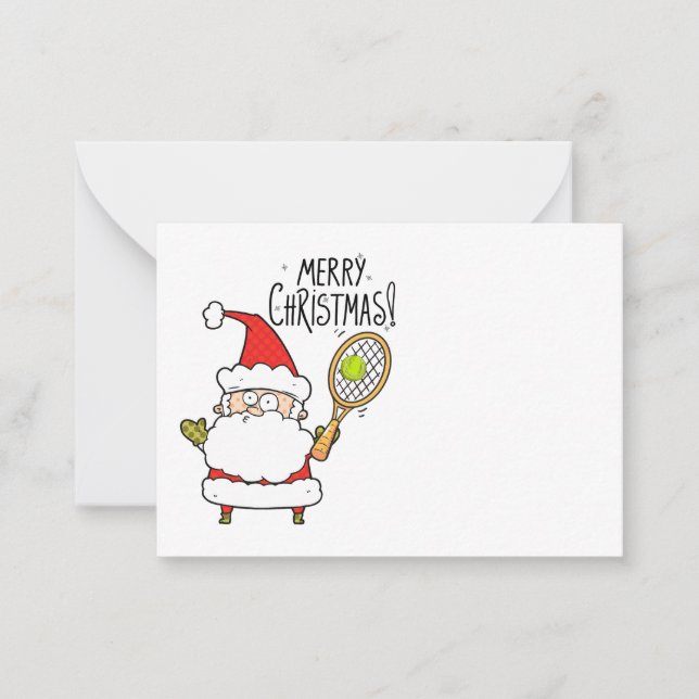 Tennis Christmas Holiday with ball and Santa funny Card (Front)