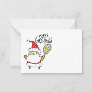 Tennis Christmas Holiday with ball and Santa funny Card