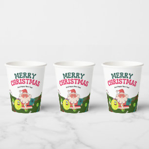 Tennis Christmas Holiday with Santa Claus Paper Cups