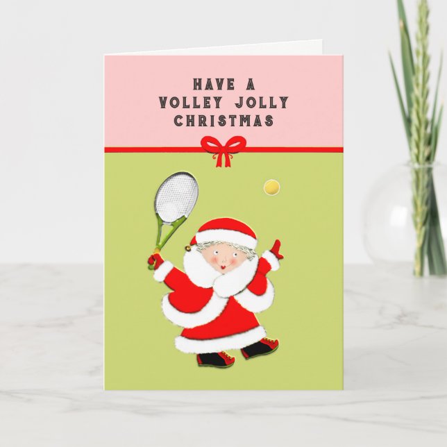 Tennis Christmas Mrs. Claus Holiday Card (Front)