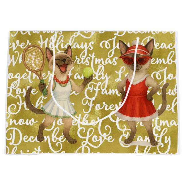 Tennis Christmas Mug Cat Lovers  Large Gift Bag (Front)