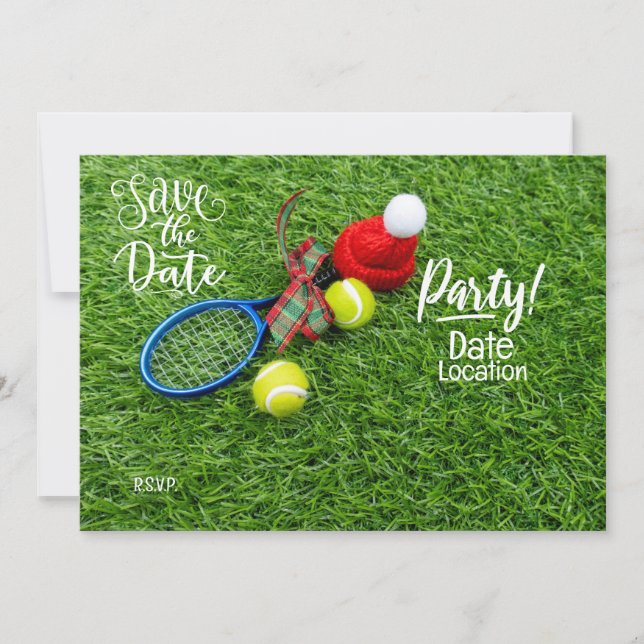 Tennis Christmas party for tennis player with ball Invitation (Front)