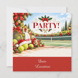 Tennis Christmas party for tennis player with ball Invitation