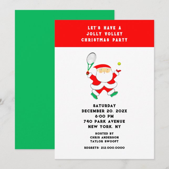 Tennis Christmas Party Invitations (Front/Back)