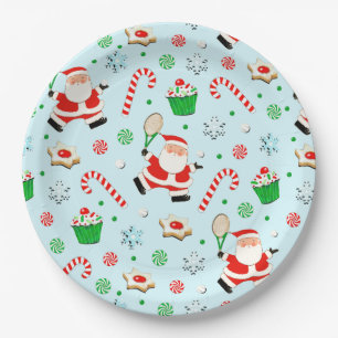 Tennis Christmas Party Paper Plate