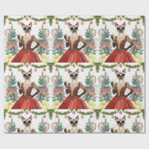 Tennis Christmas Party Themed for Cat Lovers Wrapping Paper