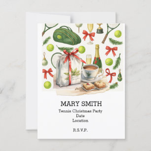 TENNIS Christmas Party with ball and racket Postcard