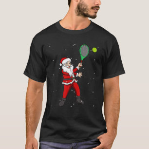 Tennis Christmas Santa Claus Playing Racket Game S T-Shirt