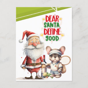 Tennis Christmas Santa with Tennis Player Holiday Postcard