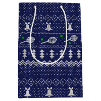 Tennis Christmas Sweater Knitted Pattern Blue