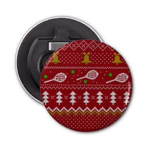 Tennis Christmas Sweater Knitted Pattern Red Xmas  Bottle Opener