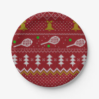 Tennis Christmas Sweater Knitted Pattern Red Xmas 