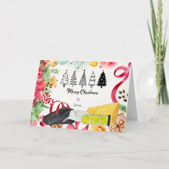 Tennis Christmas  tennis ball bag towel  Holiday Card (Front)