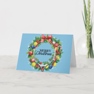 Tennis Christmas tennis ball Racket watercolor Holiday Card