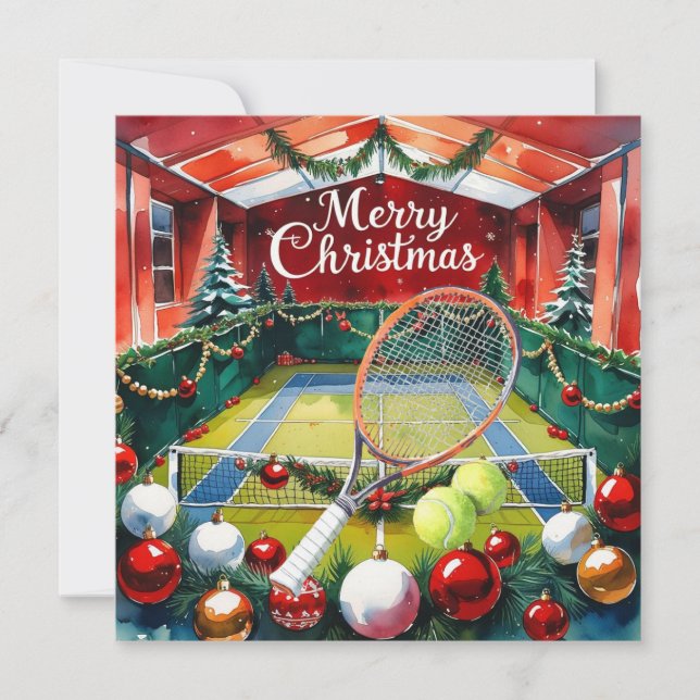 Tennis Christmas themed at Court Holiday Card (Front)