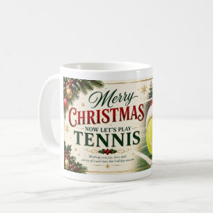 Tennis Christmas themed Ball with Santa hat Coffee Mug