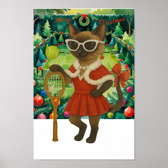 Tennis Christmas Themed dress for cat lovers Poste Poster (Front)