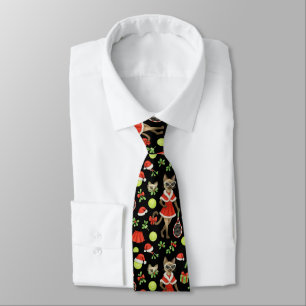 Tennis Christmas themed fir Siamese cat Lovers  Tie