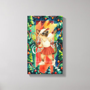 Tennis Christmas themed for Cat Lovers  Canvas Print