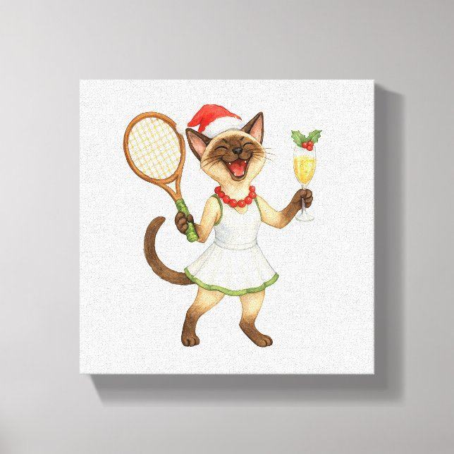 Tennis Christmas themed for Cat Lovers  Canvas Print (Front)
