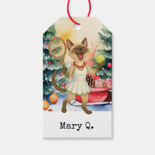 Tennis Christmas themed for Cat Lovers Gift Tags