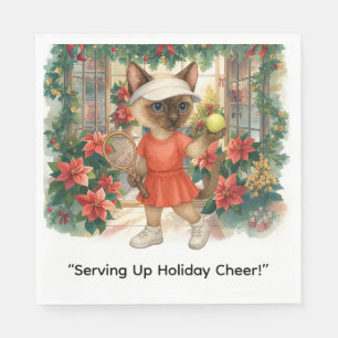 Tennis Christmas themed for Cat lovers Napkin
