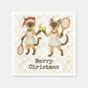 Tennis Christmas themed for Cat lovers Napkin