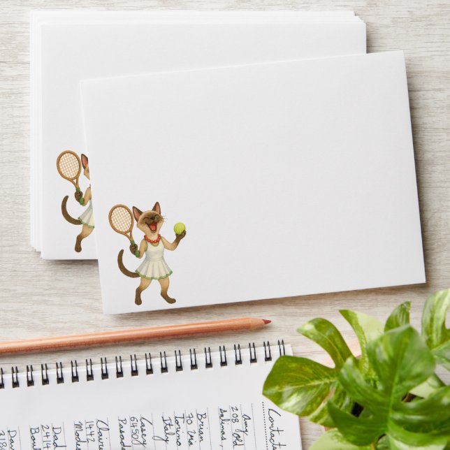 Tennis Christmas themed for Player cat lovers  Envelope (Stacked)