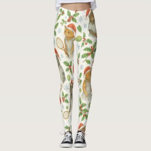 Tennis Christmas themed for Player cat lovers Leggings