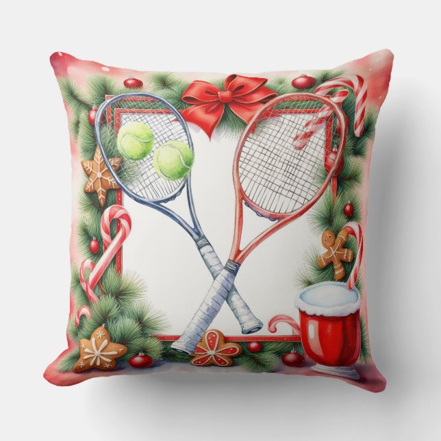 Tennis Christmas Themed for Player Cushion (Front)